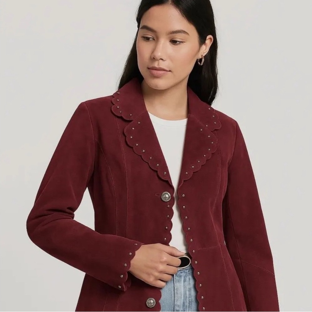 Danier Burgundy Suede Trench Coat for Women